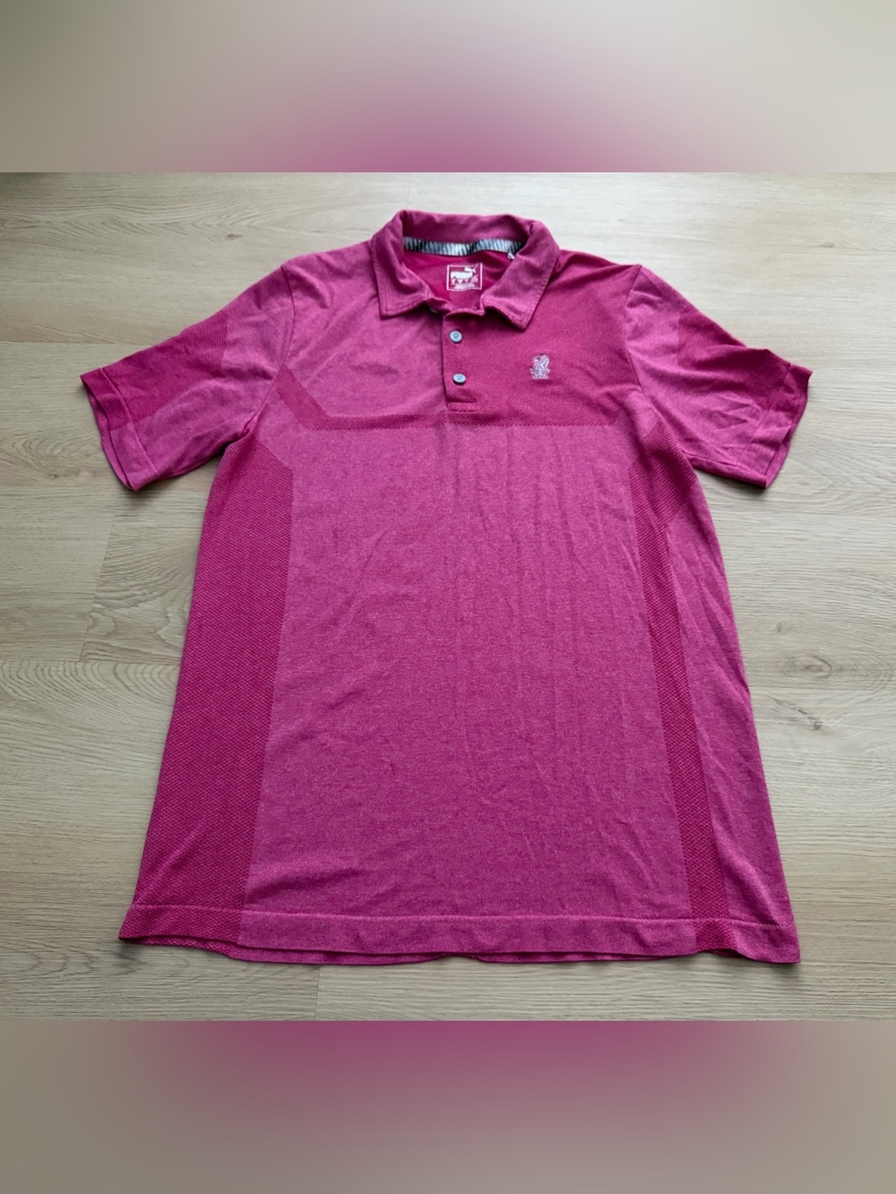 Puma Mens Size M Polo Shirt Pink Ritz Carlton Logo Golf Short Sleeve
